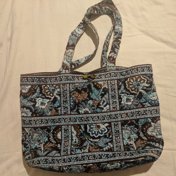 Vera Bradley Retired Java Blue Patterned Tote - Picture 2 of 7